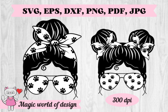 Mom & Dog Bun Graphics for Crafts Projects