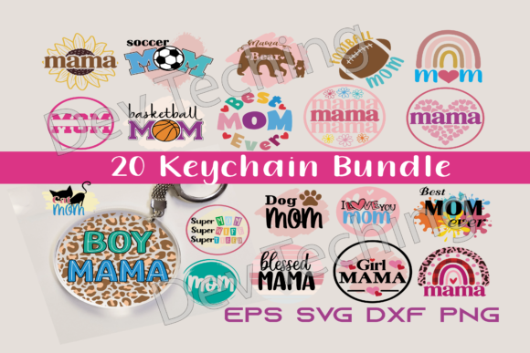 Mom Keychain Svg Bundle: Graphics for Crafts Branding